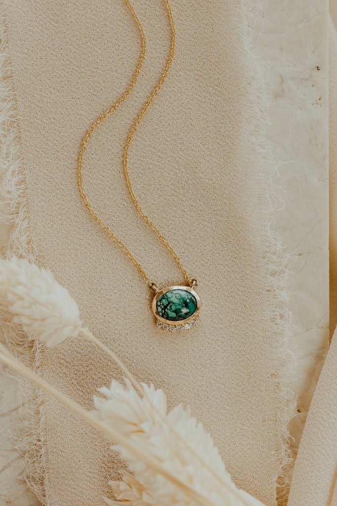 Sarah O The Miles .99 ct Oval Turquoise Flare Necklace