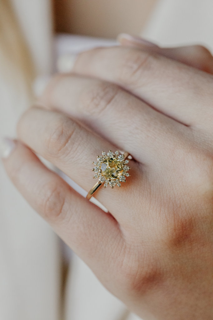 Sarah O The Seine 1.25 ct Round Yellow Sapphire & Diamond Halo Ring