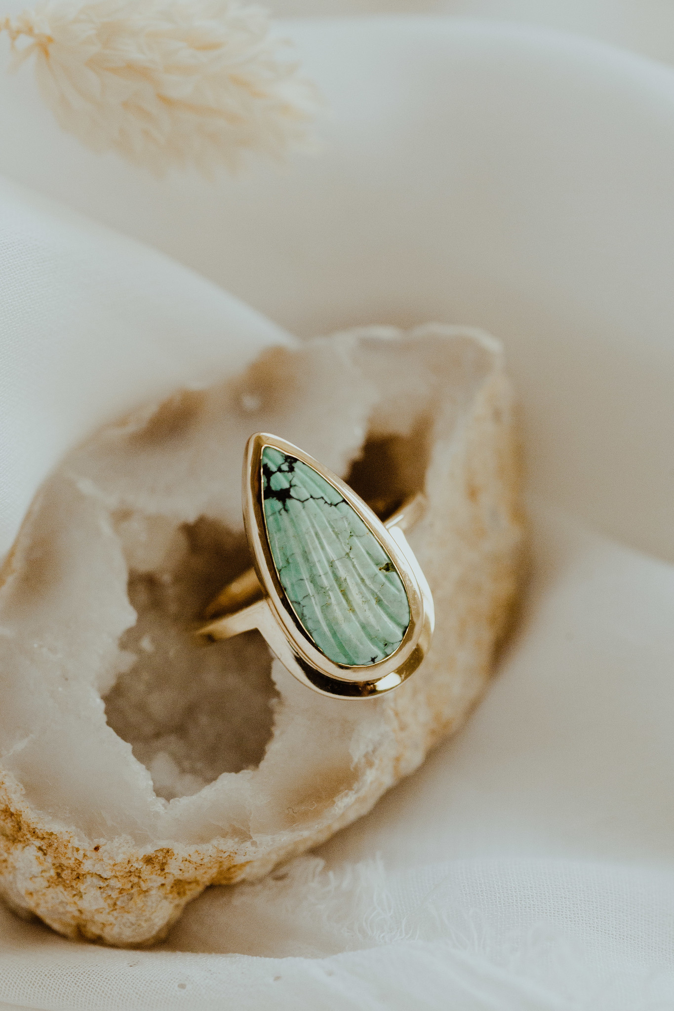 carved turquoise ring