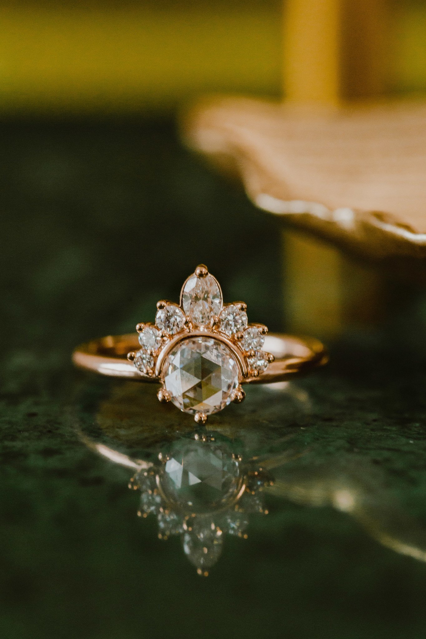 Radiant Rose Cut Diamond Ring in Ethical Gold - Gardens of the Sun |  Ethical Jewelry