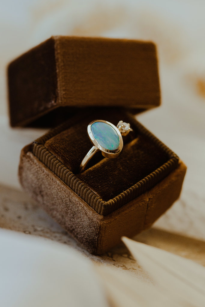Sarah O The Crest Organic Oval Opal with Diamond Accent Ring