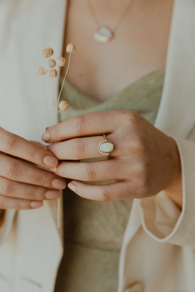 Sarah O The Miles 1.38 ct Oval Opal Half Halo Ring