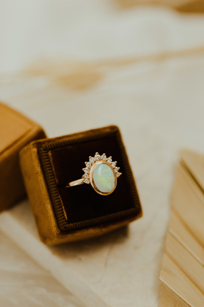 Sarah O The Miles 1.34 ct Oval Opal Half Halo Ring