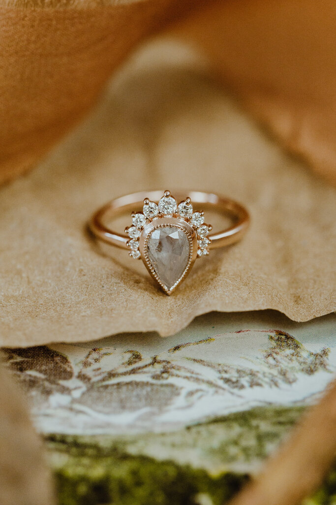 Sarah O The Acadia 1.43 ct Pear Rustic Diamond Ring