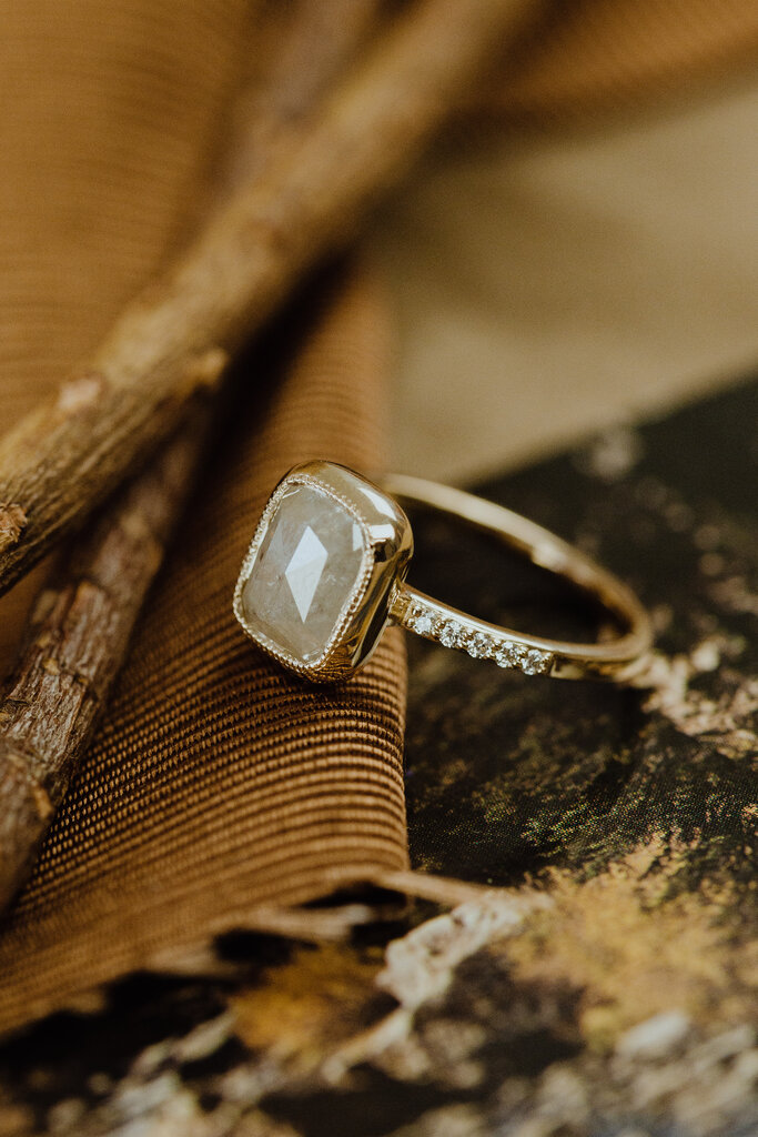 Sarah O The Lyell 1.97 ct Long Cushion Rustic Diamond Ring