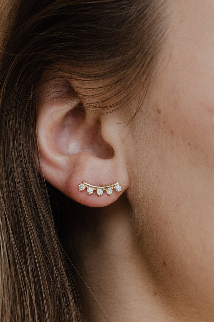 Sarah O Curved Bar Diamond Earrings