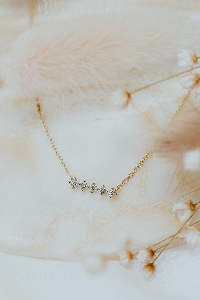 Sarah O .09 ct Five Diamond Starburst Necklace