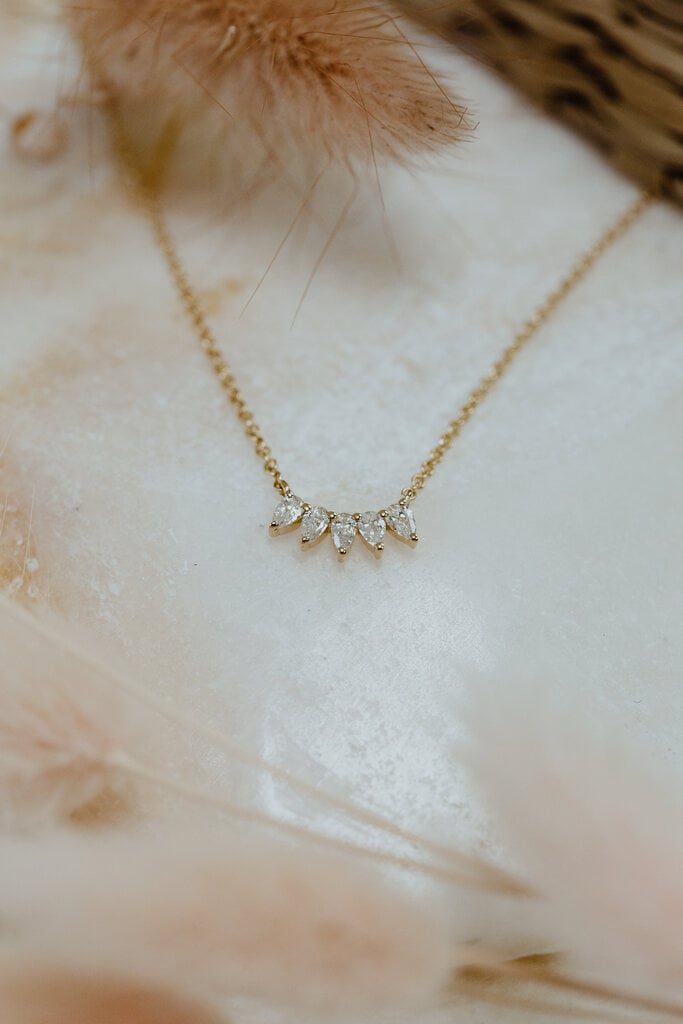 Sarah O .14 ct Five Pear Diamonds Necklace