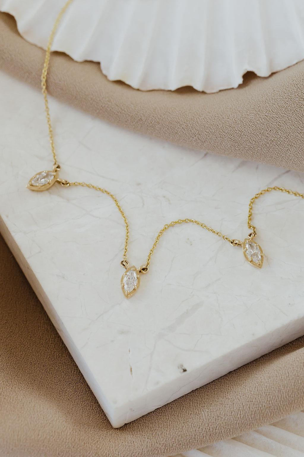 14K Yellow Gold Citrine Station Necklace