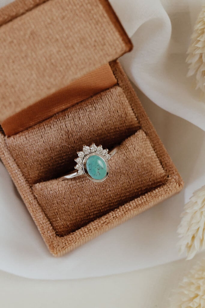 Sarah O The Miles Oval Turquoise Half Halo Ring