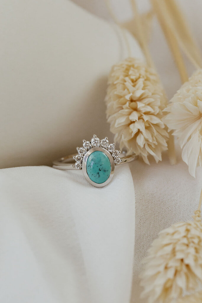 Sarah O The Miles Oval Turquoise Half Halo Ring