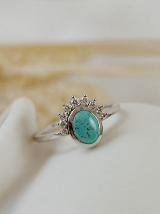 Nesta Ring ~ Turquoise ~ Sterling Silver 925 and brass ~ MR279