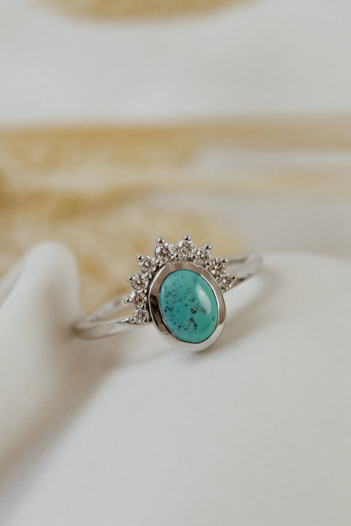 Sarah O The Miles Oval Turquoise Half Halo Ring