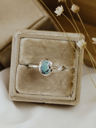 Stackable Expressions™ Oval Turquoise Ring in Sterling Silver | Zales