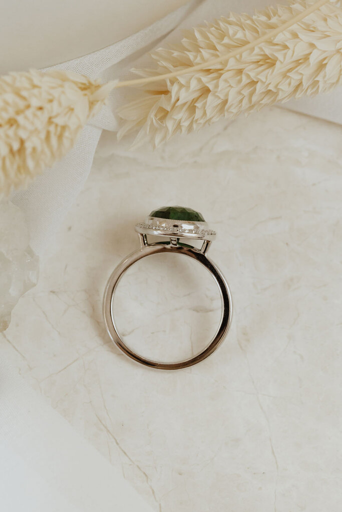 Sarah O The Mesa 3.20 ct Organic Emerald Diamond Halo Ring