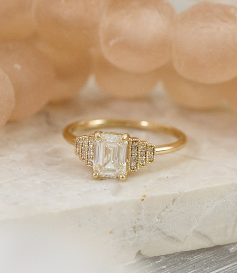 Bezel Set Emerald Engagement Ring | Armans Fine Jewellery