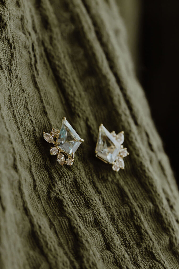 Sarah O 1.40 ct Kite Aquamarine with .24 ct Diamond Accent Stud Earrings