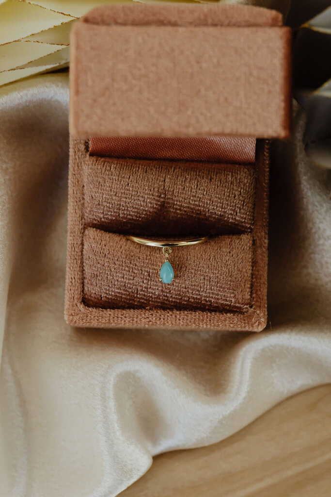 Sarah O Pear Turquoise Dangle Ring