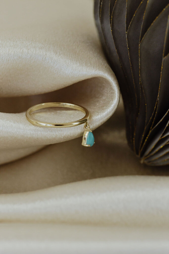 Sarah O Pear Turquoise Dangle Ring