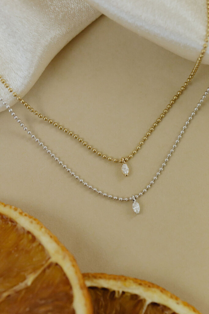 Sarah O .03 ct Marquise Diamond on Beaded Chain Necklace