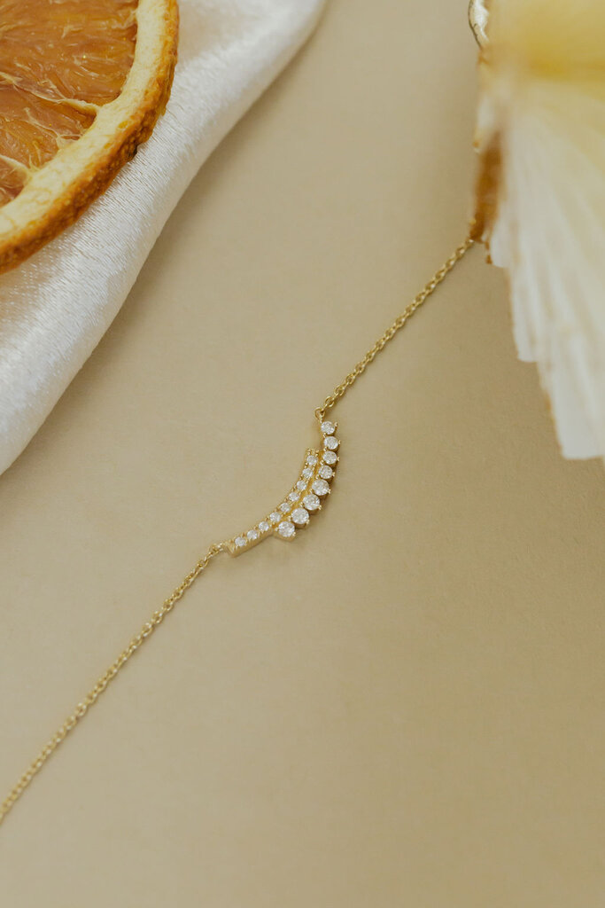 Sarah O .11 ct Curved Pave Bar and Starburst Bar Necklace