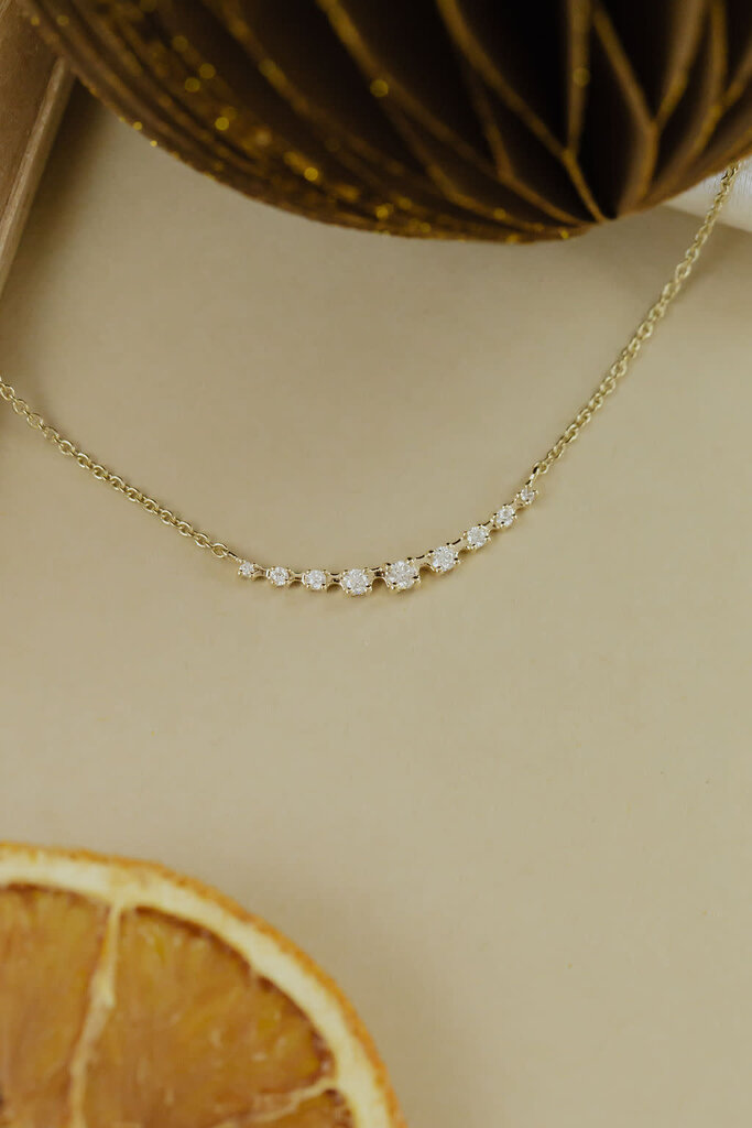 Sarah O .20 ct Curved Bar with Tapered Diamonds Necklace