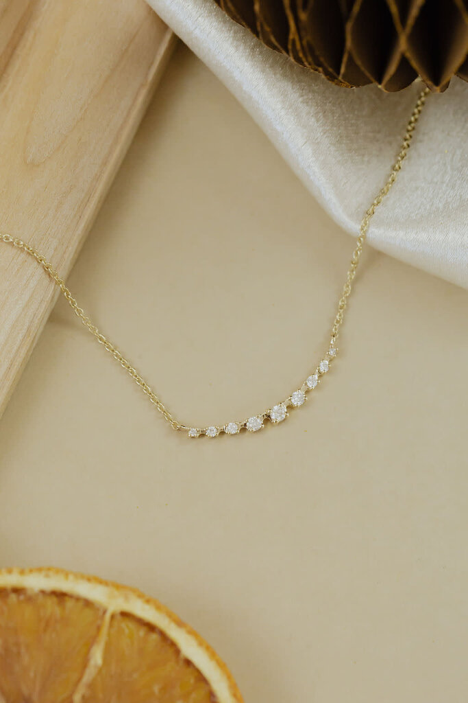 Sarah O .20 ct Curved Bar with Tapered Diamonds Necklace