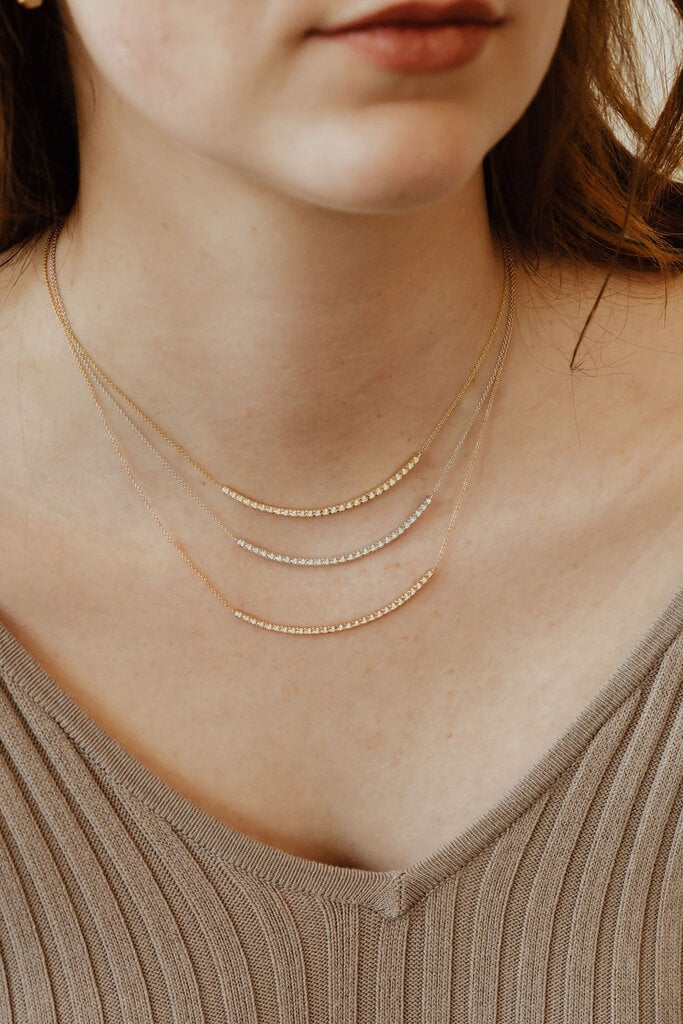 Sarah O .22 ct Curved Diamond Bar Necklace