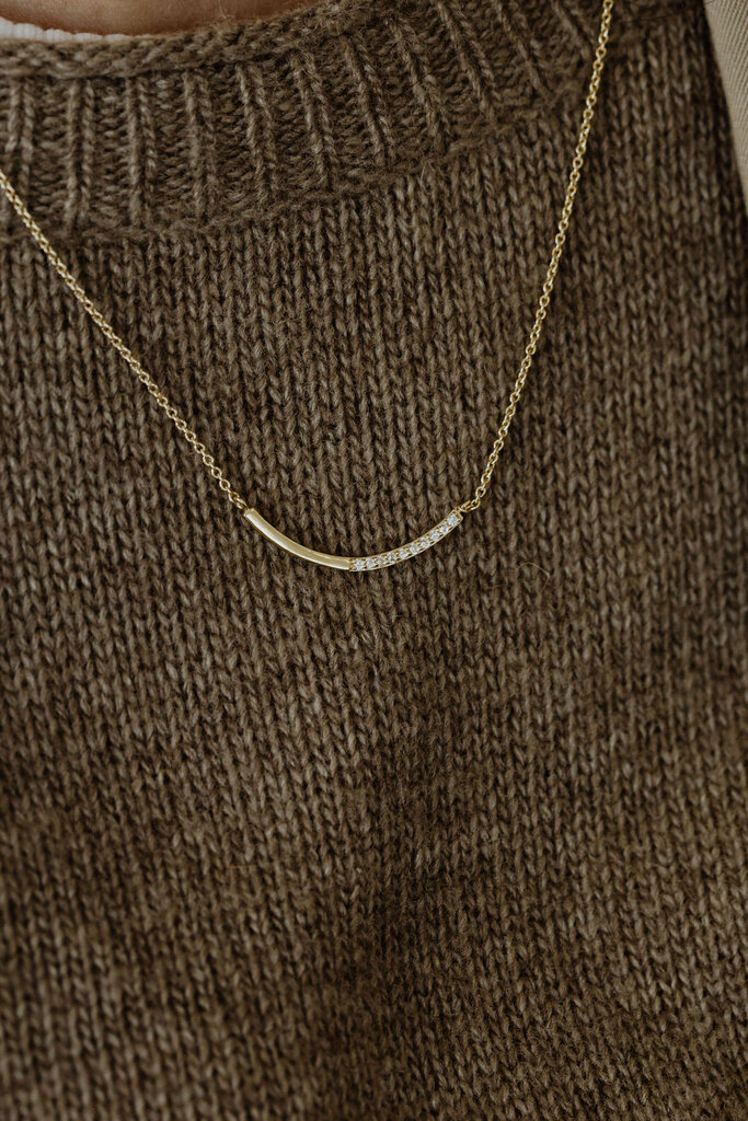 Sarah O Curved Bar with White Sapphires Necklace