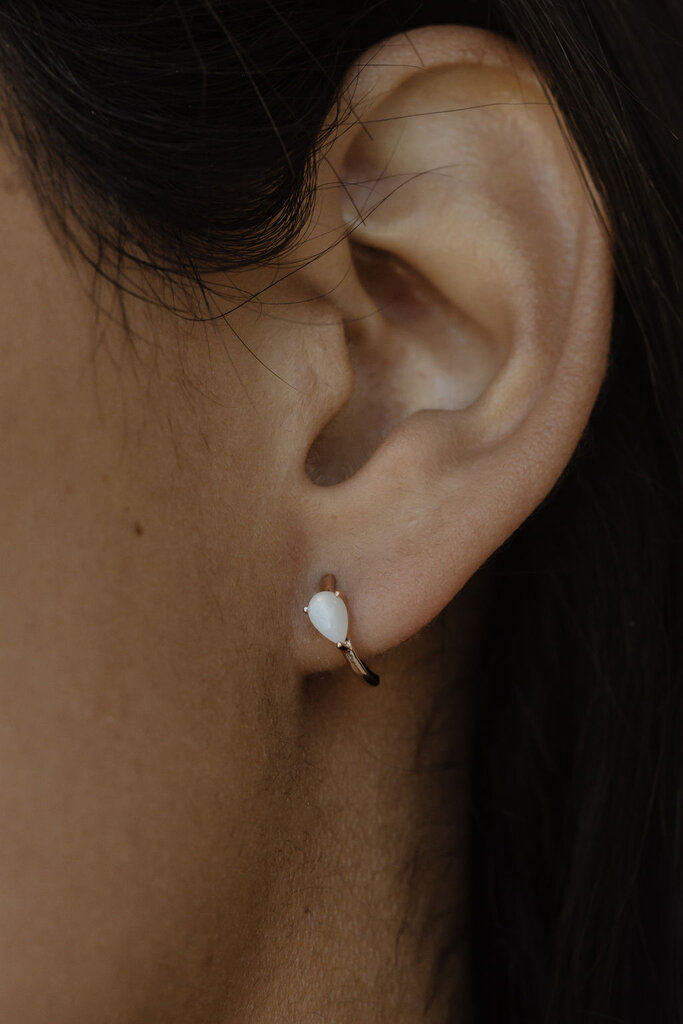 Sarah O Pear Moonstone Half Hoop Earrings
