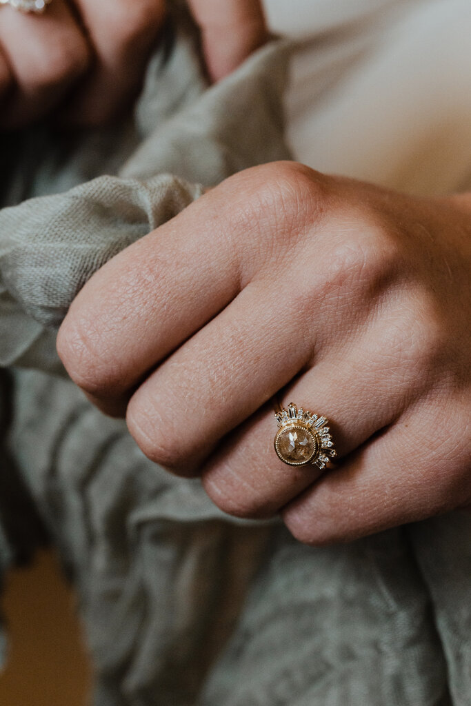 Sarah O The Mala 2.00 ct Round Reddish Brown Rustic Diamond .22 ct Half Halo Ring