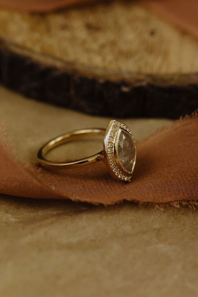 Sarah O The Alma 1.48 ct Marquise Rustic Diamond Ring