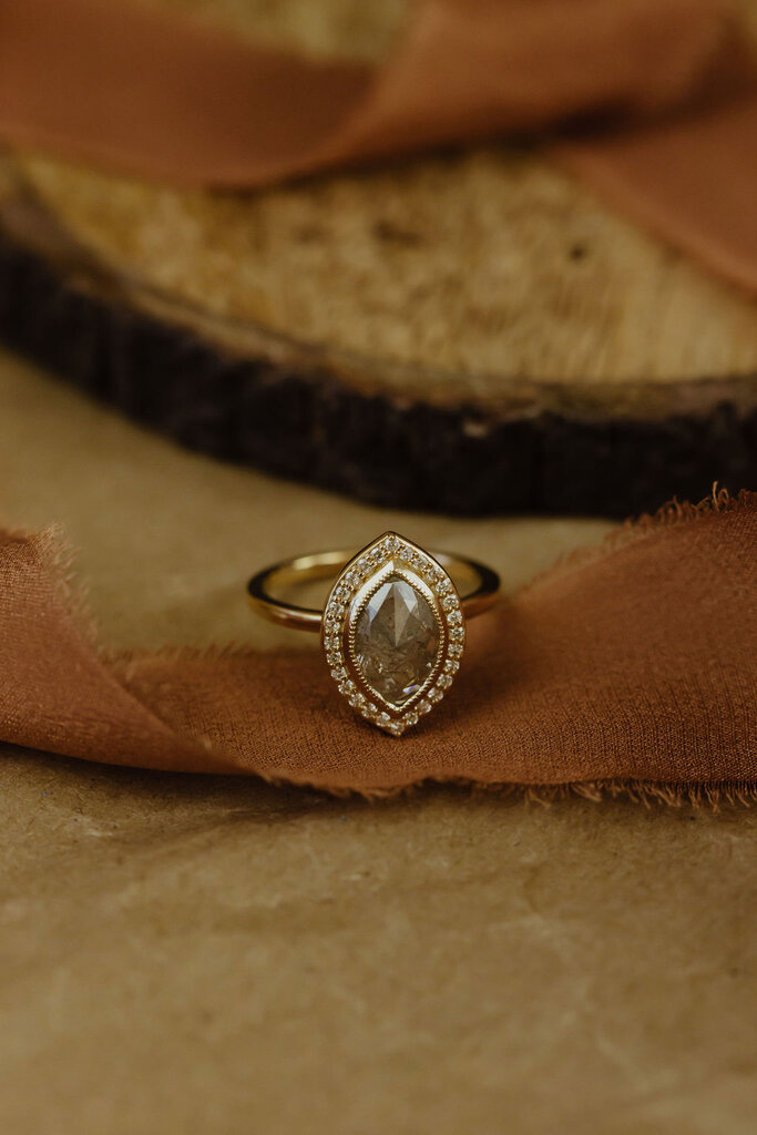 Sarah O The Alma 1.48 ct Marquise Rustic Diamond Ring