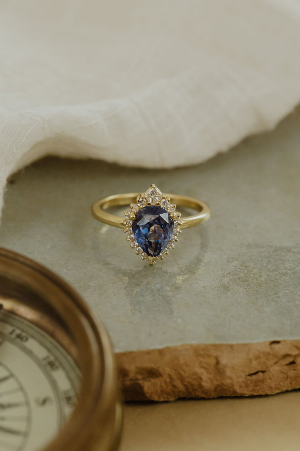 0.7 Carat (Cttw) Simulated Blue Sapphire & White Natural Diamond Cluster Engagement  Ring In 14k Solid Yellow Gold Ring Size-5 - Walmart.com