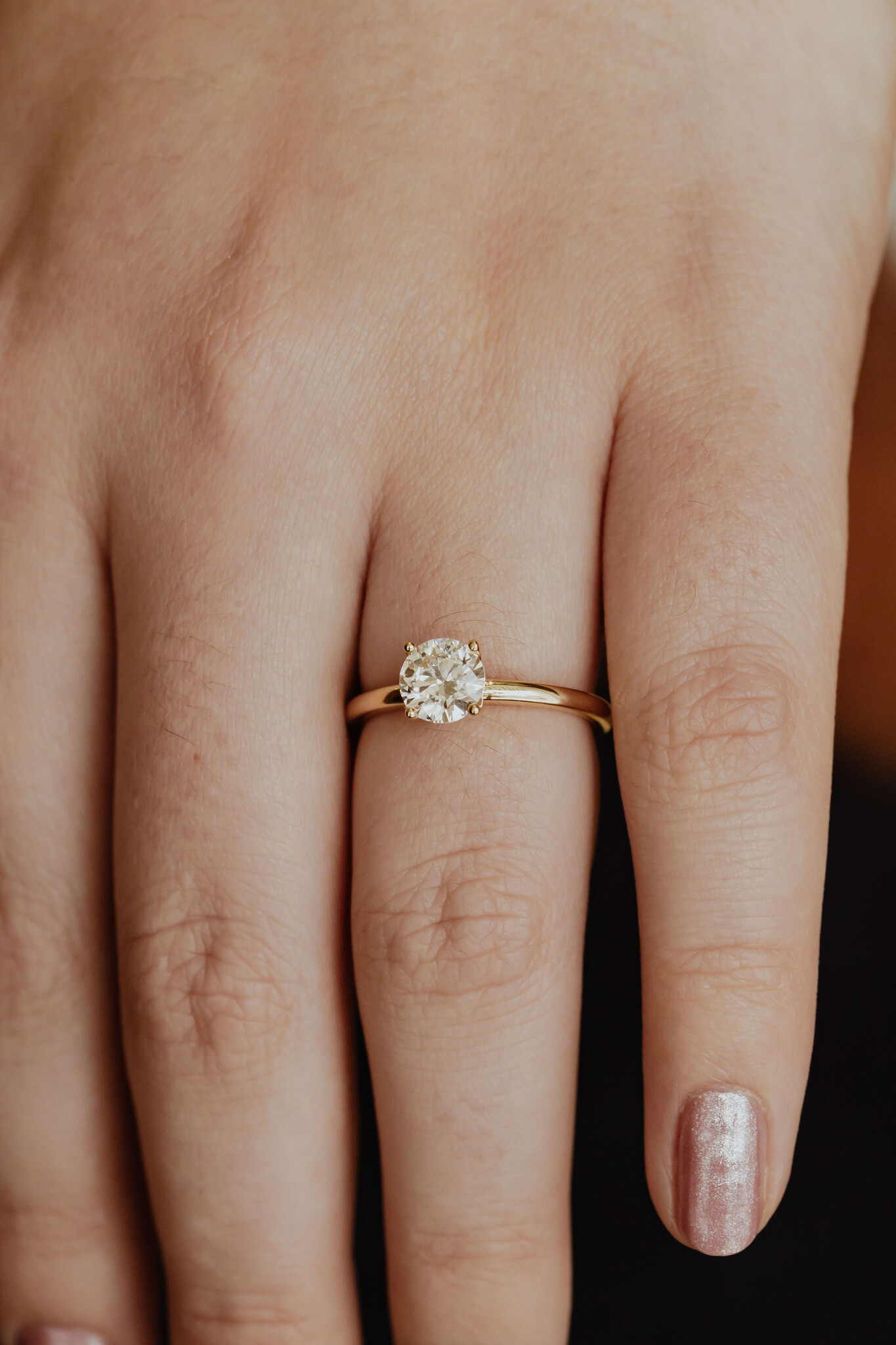 Round solitaire gold engagement ring best sale