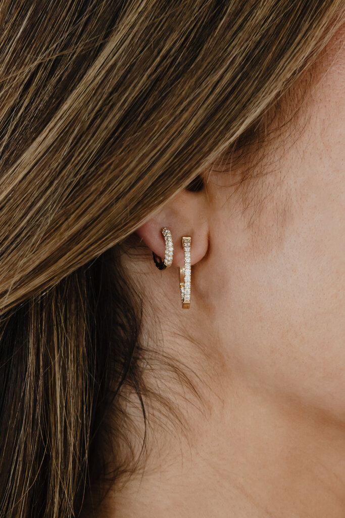 Sarah O Three Row .29 ct Diamond Pave Huggie Earrings