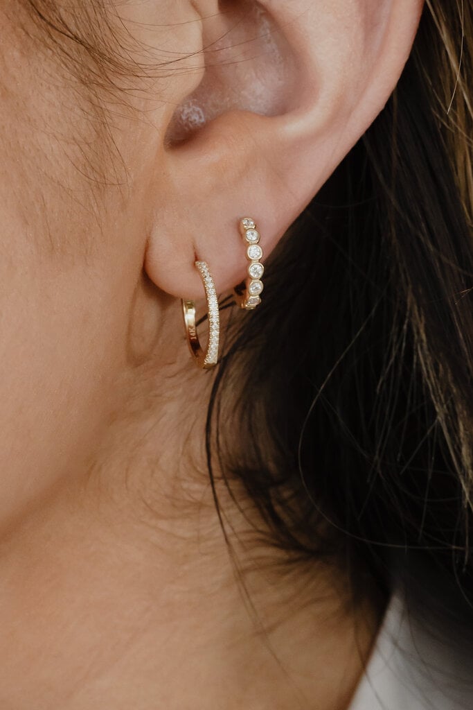 Sarah O Bezel .24 ct Diamond Huggie Earrings