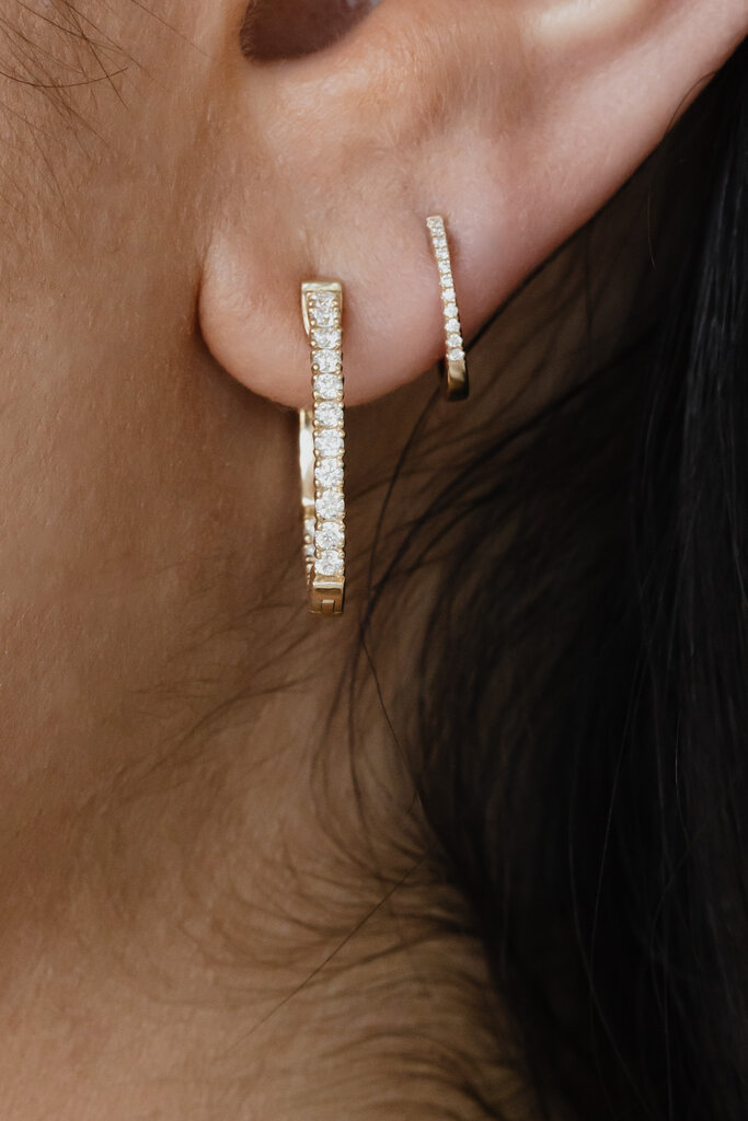 Sarah O Oval Inside Out .50 ct Diamond Hoop Earrings