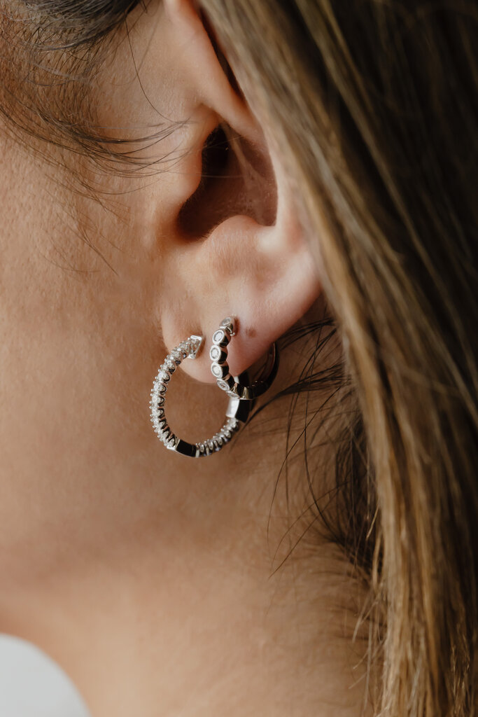 Sarah O Oval Inside Out .50 ct Diamond Hoop Earrings