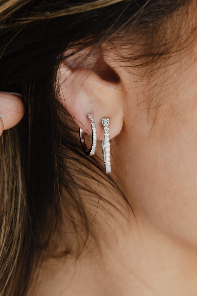Sarah O Pave Hoop .09 ct Diamond Earrings