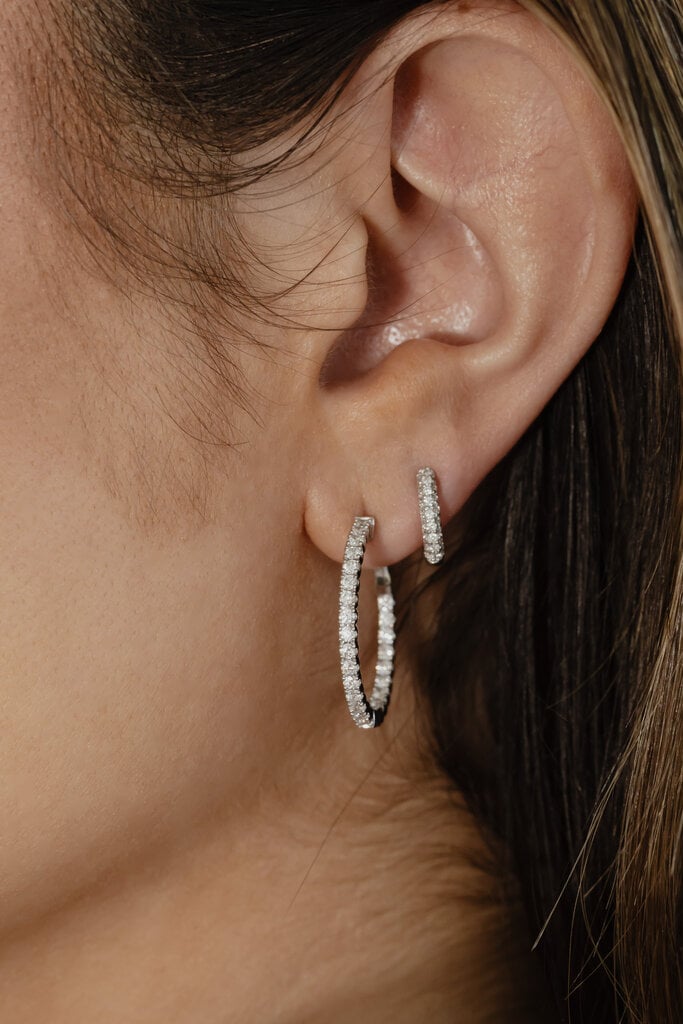 Sarah O Large Inside Out 1 ct Diamond Hoop Earrings
