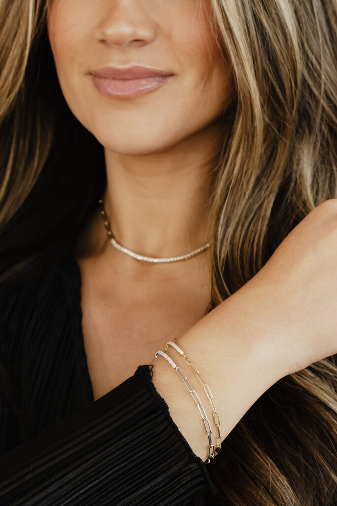 Sarah O Paperclip Chain & 1 ct Diamond Bracelet