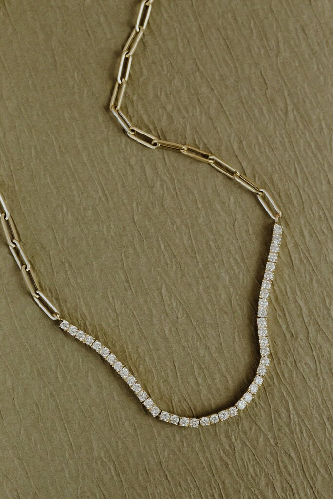 Sarah O Paperclip Chain & 1.83 ct Diamond Necklace