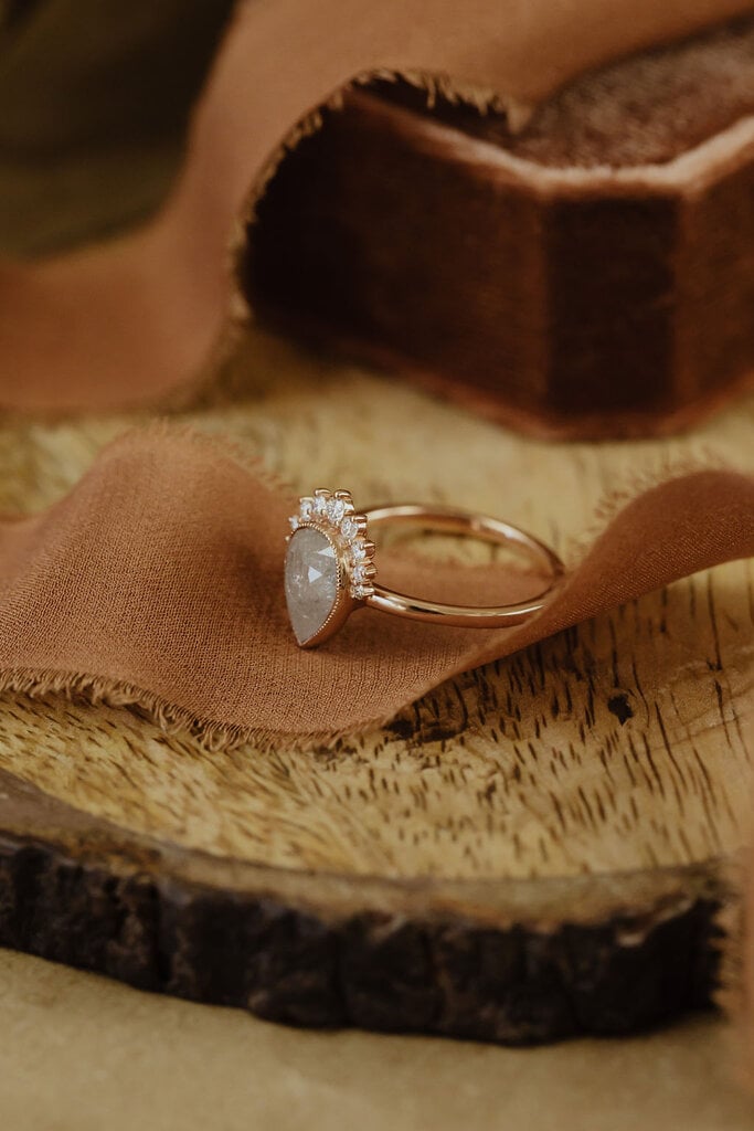 Sarah O The Acadia 1.70 ct Pear Rustic Diamond Ring