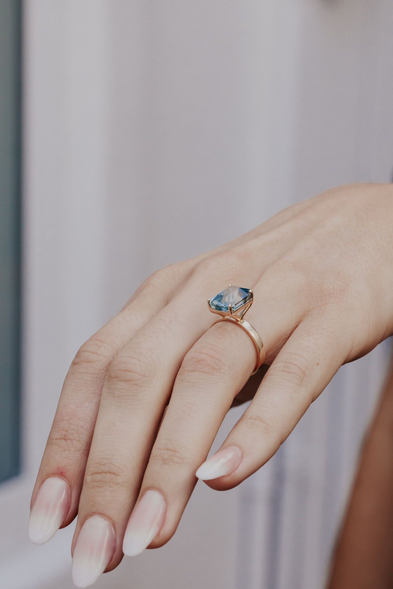 The Octavia 8.72 ct Emerald Cut Teal Sapphire Solitaire Sarah O