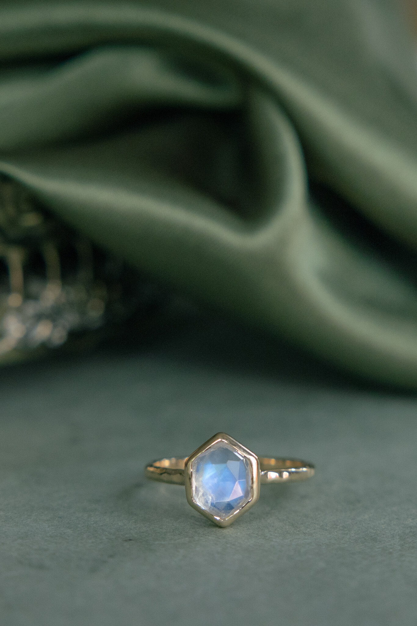 Hexagon moonstone ring new arrivals