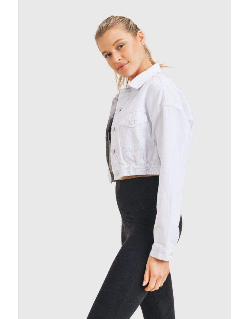 MONO B WHITE CROP JEAN JACKET Saint Lo Boutique