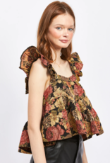 EN SAISON EN SAISON JACQUARD BABYDOLL TOP