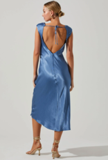 ASTR ASTR BLUE SATIN DRESS