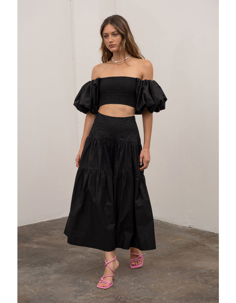 MOON RIVER MOON RIVER SMOCK MIDI SKIRT